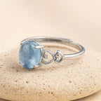 Bague Ajustable "Cristal de Mer" en Aigue-Marine