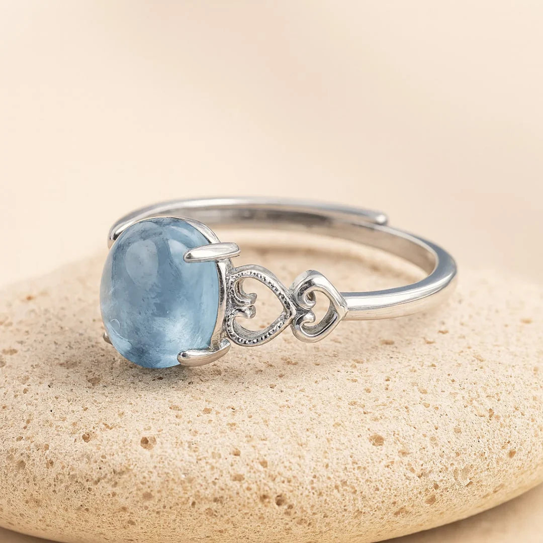 Bague Ajustable "Cristal de Mer" en Aigue-Marine