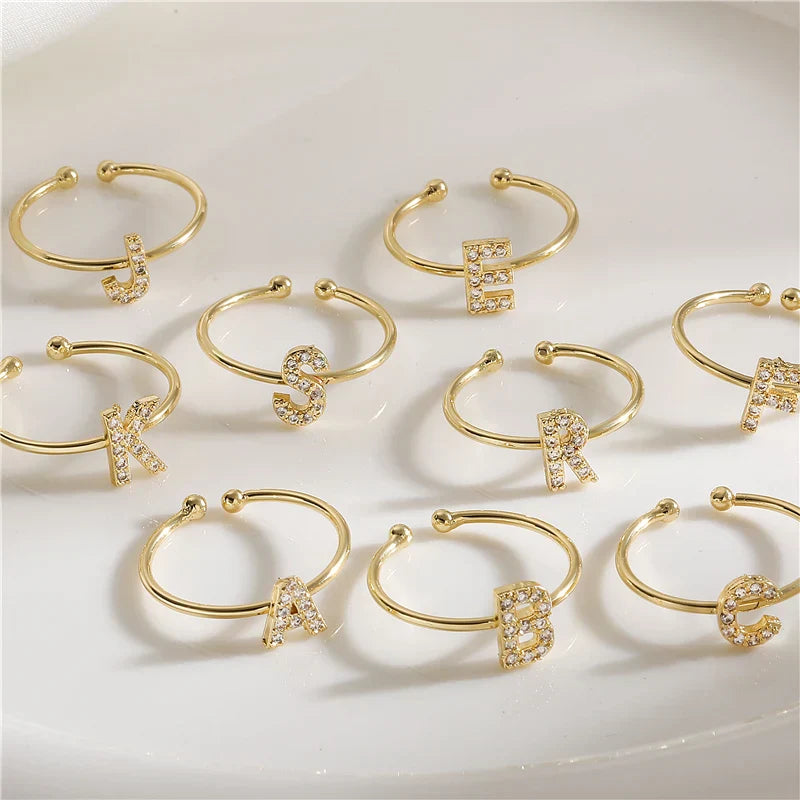 Bague ajustable personnalisée avec initiale