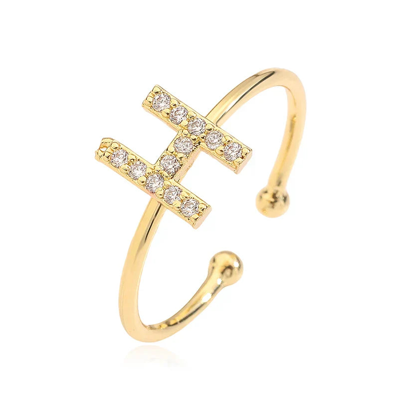 Bague ajustable personnalisée avec initiale h