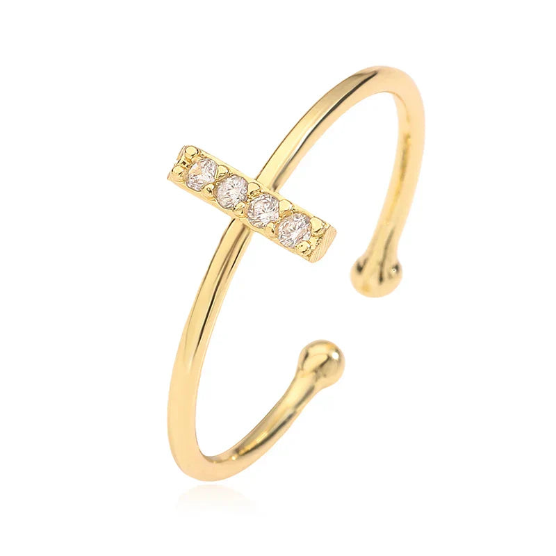 Bague ajustable personnalisée avec initiale i