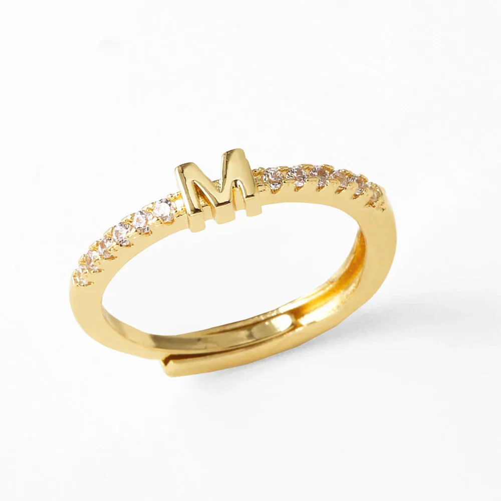 Bague ajustable pour femme avec initiale - lettre