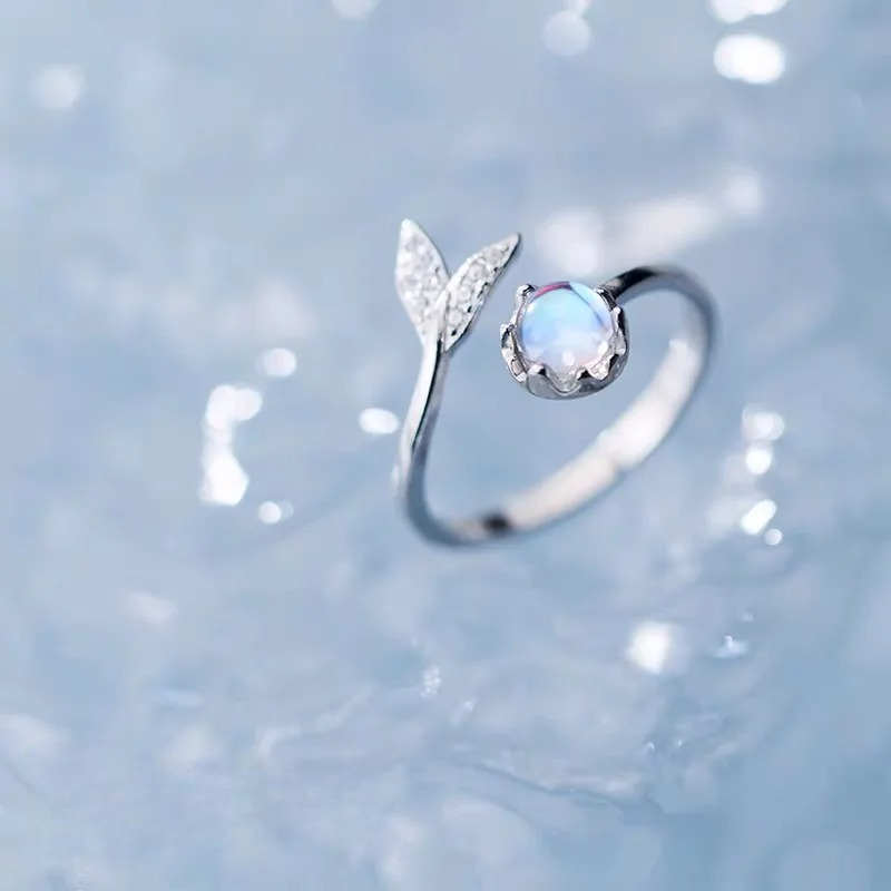 Bague Anneau Argenté Pierre de Lune