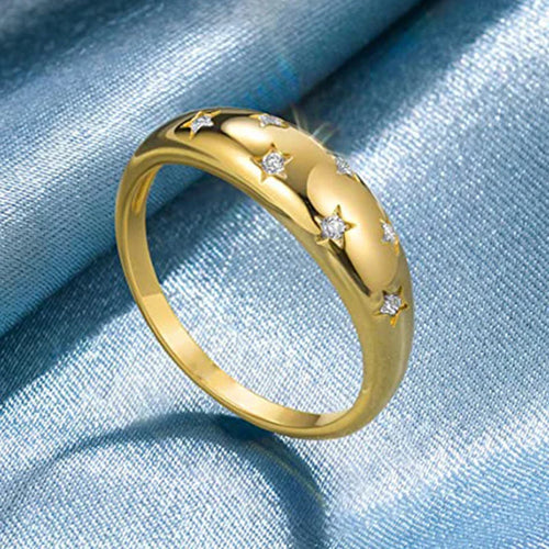 Bague Anneau avec Etoiles en Zircon