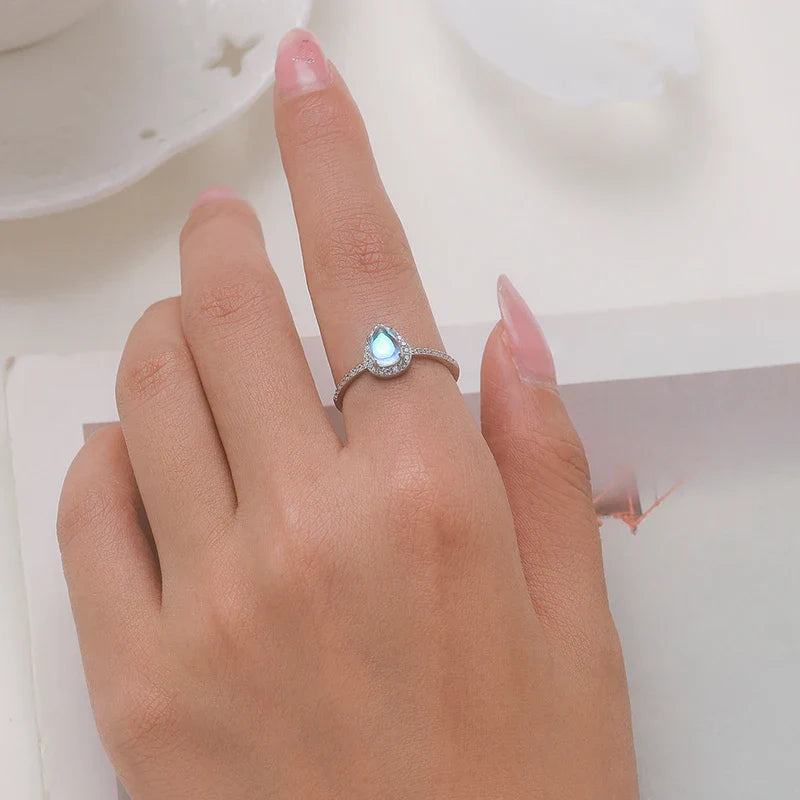 Bague Anneau avec Zircon Pierre de Lune