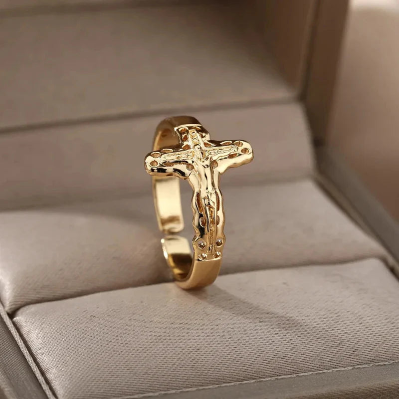 Bague Anneau Chrétienne Jésus pour Femme