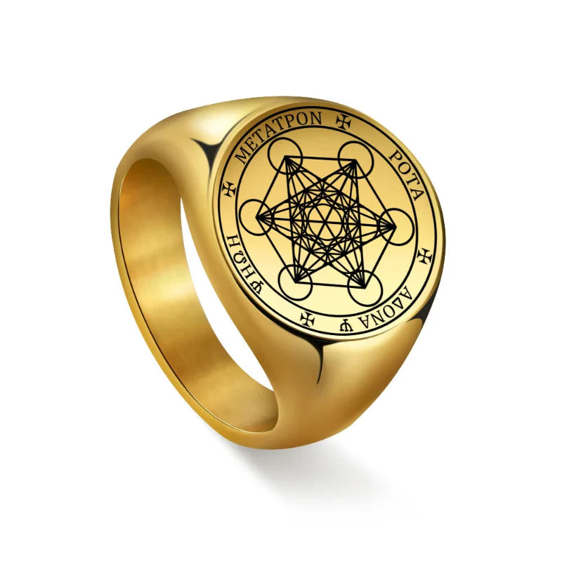 Bague Anneau Cube de Métatron or b