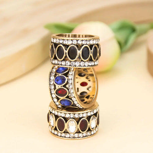 Bague Anneau Ethnique de Style Oriental bleu et rouge