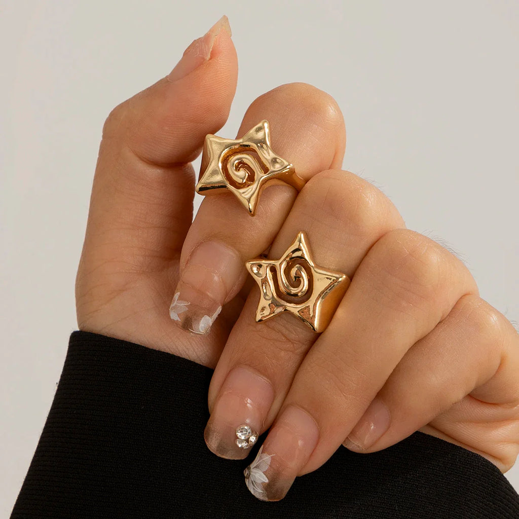 Bague Anneau Etoile Pentagonale or