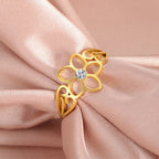 Bague Anneau Fleur à 5 Pétales et Zircon or