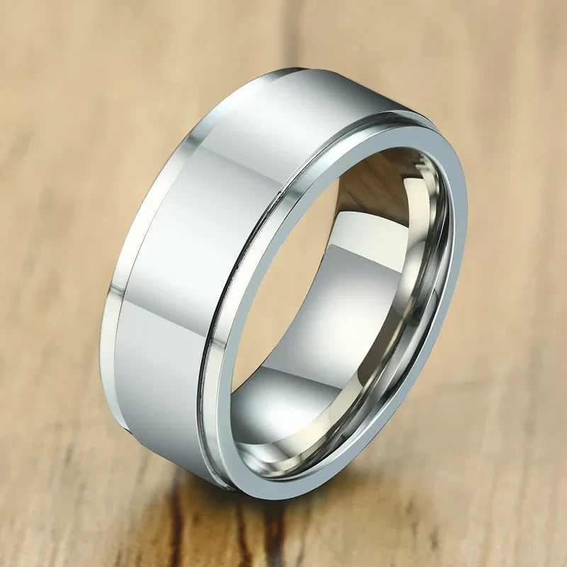 Bague Anneau Homme Anti-Stress Tournant argent