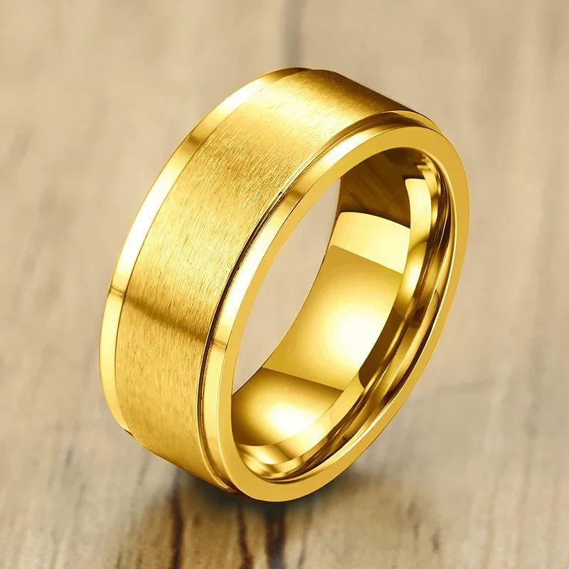 Bague Anneau Homme Anti-Stress Tournant or