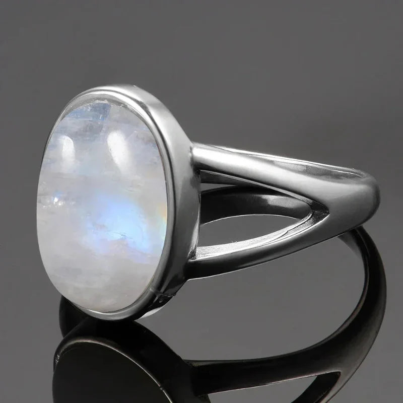 Bague Anneau Ovale Femme Pierre de Lune