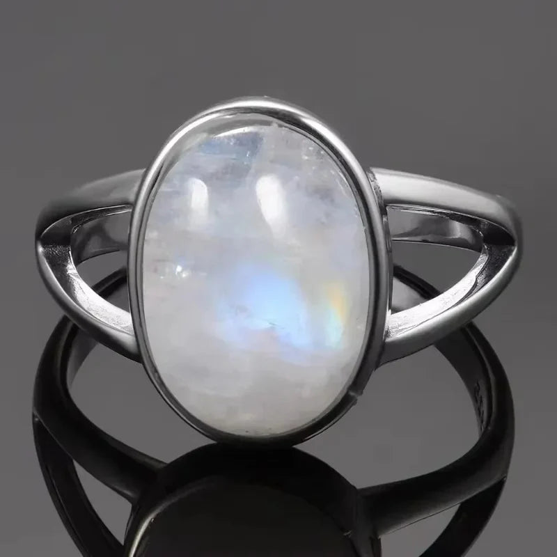 Bague Anneau Ovale Femme Pierre de Lune