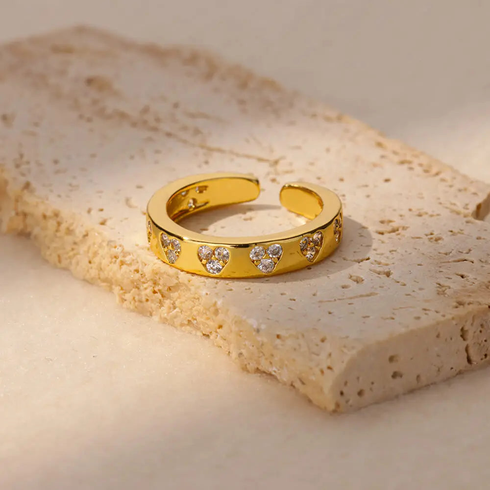 Bague avec Coeurs en Zircon B