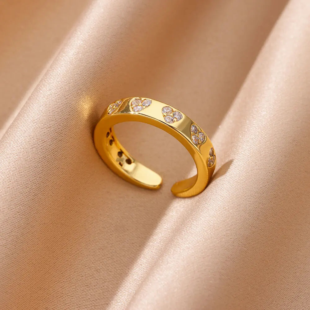 Bague avec Coeurs en Zircon B