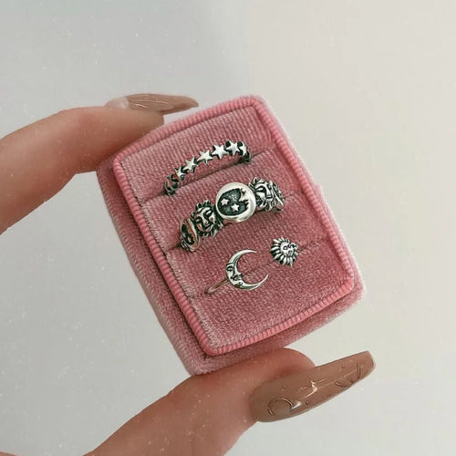 Bague avec Croissant de Lune et Astres