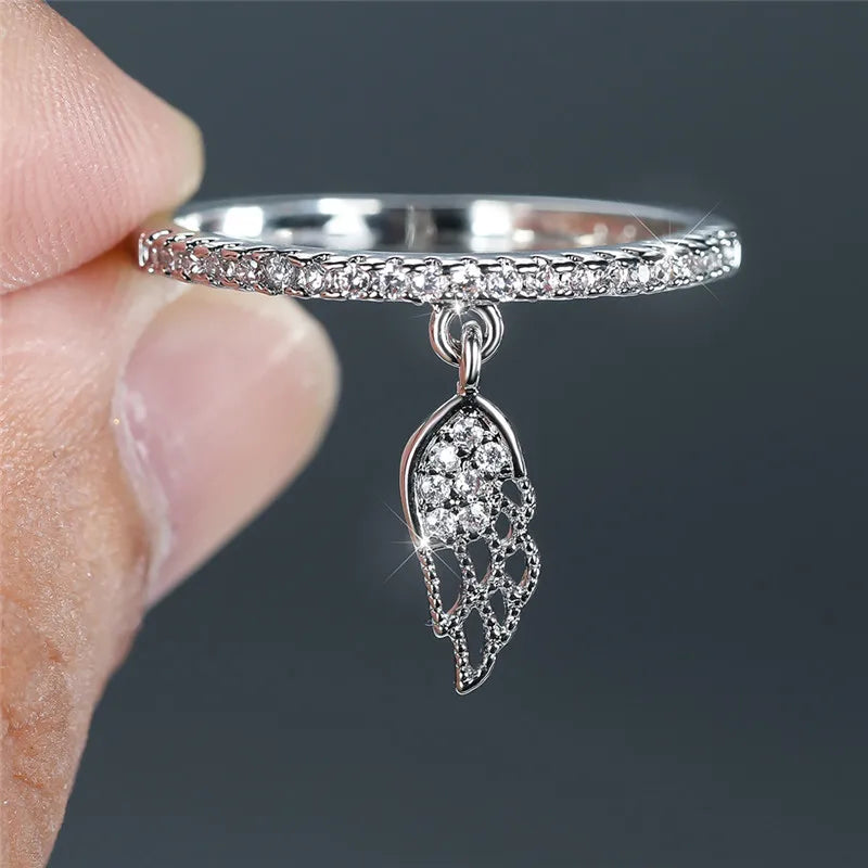 Bague avec pendentif ailes d'ange argent