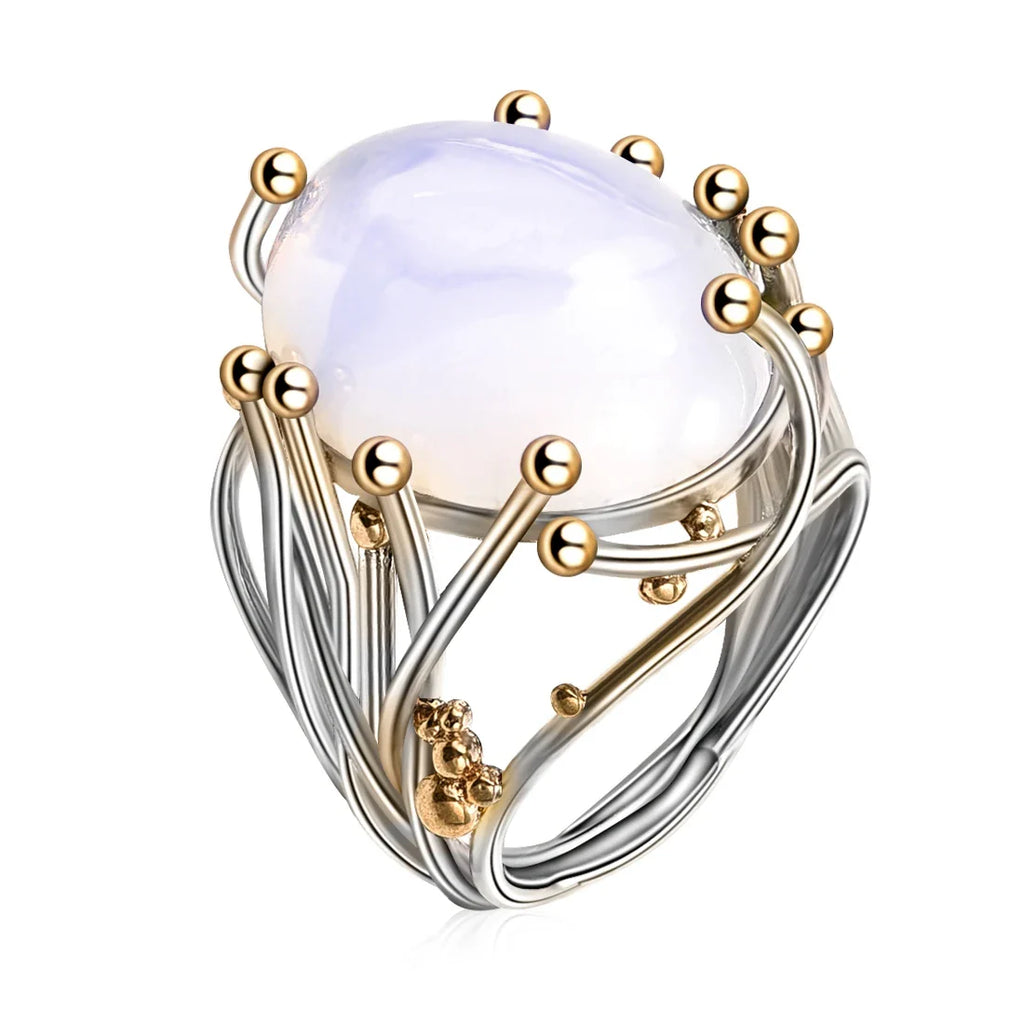 Bague avec Pierre Naturelle Pierre de Lune
