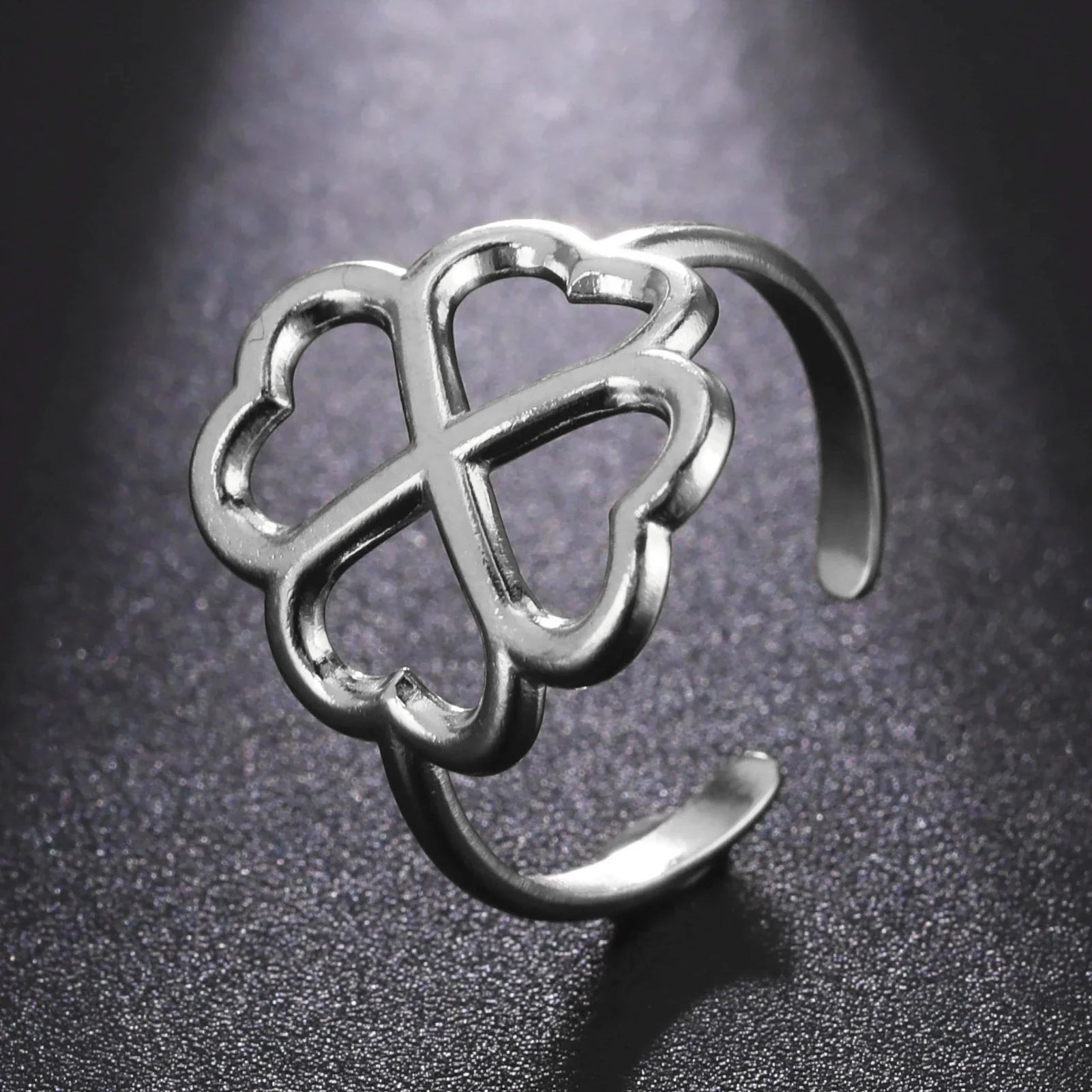 Bague avec Trèfle à 4 Feuilles pour Femme argent