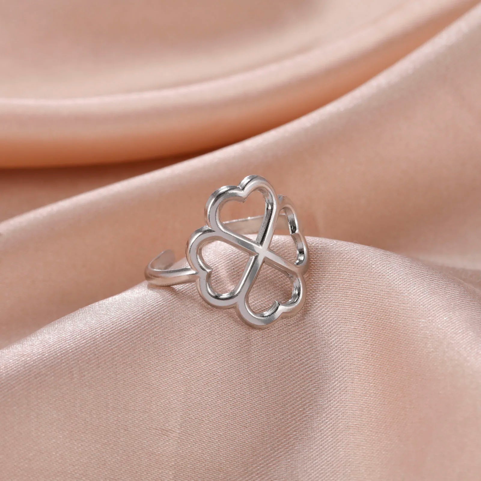 Bague avec Trèfle à 4 Feuilles pour Femme argent