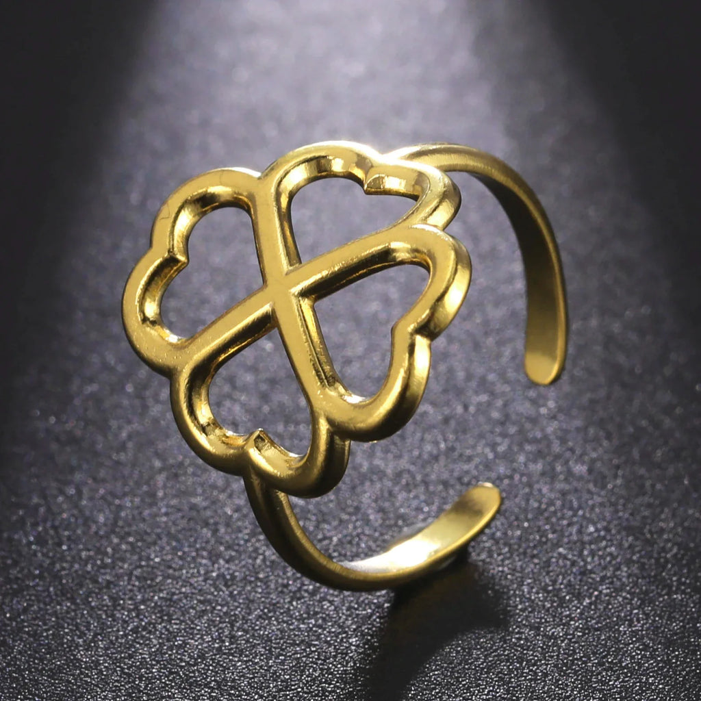 Bague avec Trèfle à 4 Feuilles pour Femme or