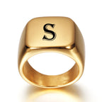 Bague large homme personnalisée avec initiale s