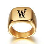 Bague large homme personnalisée avec initiale w