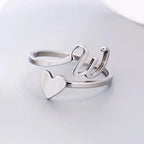 Bague Cœur Initiale Argent W