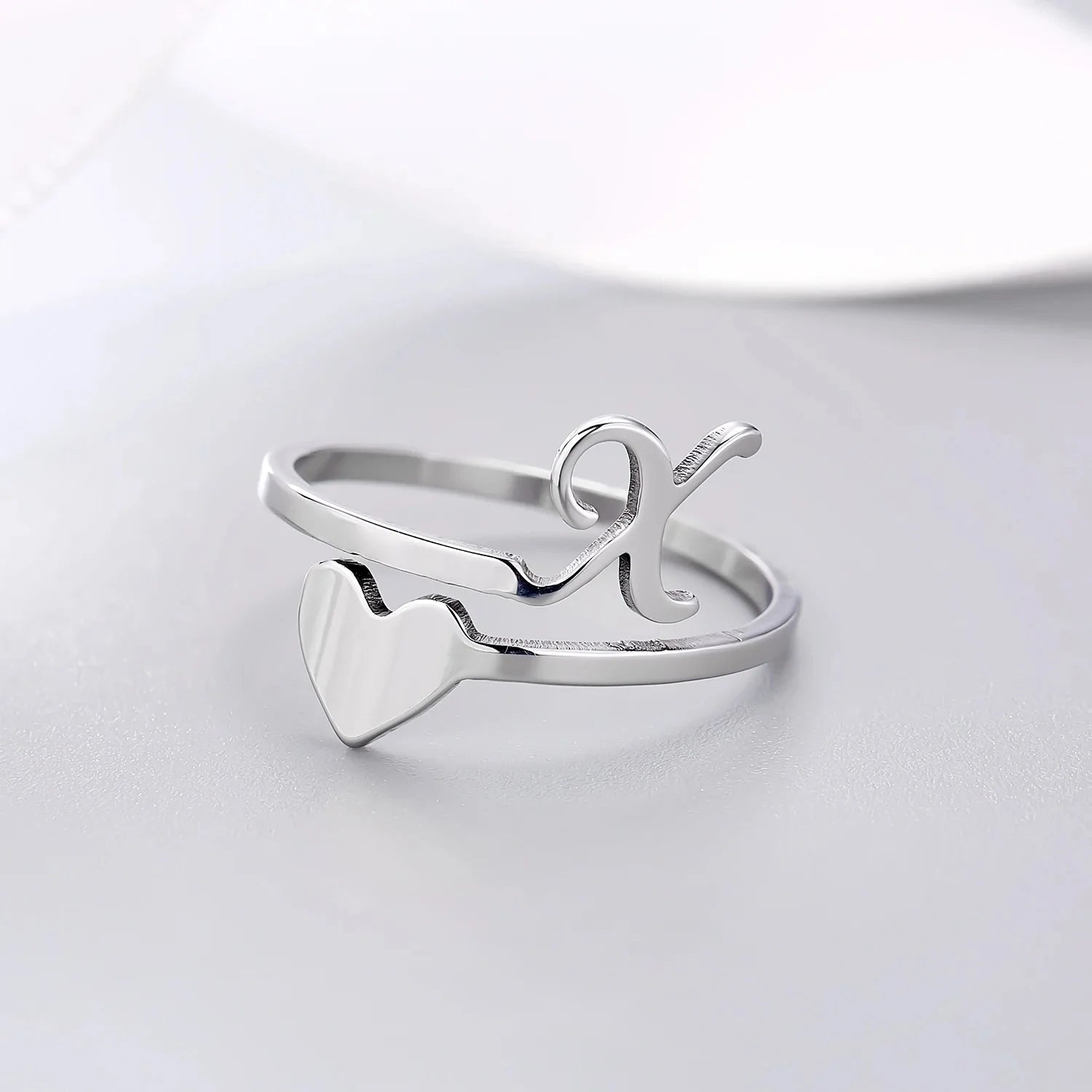 Bague Cœur Initiale Argent X