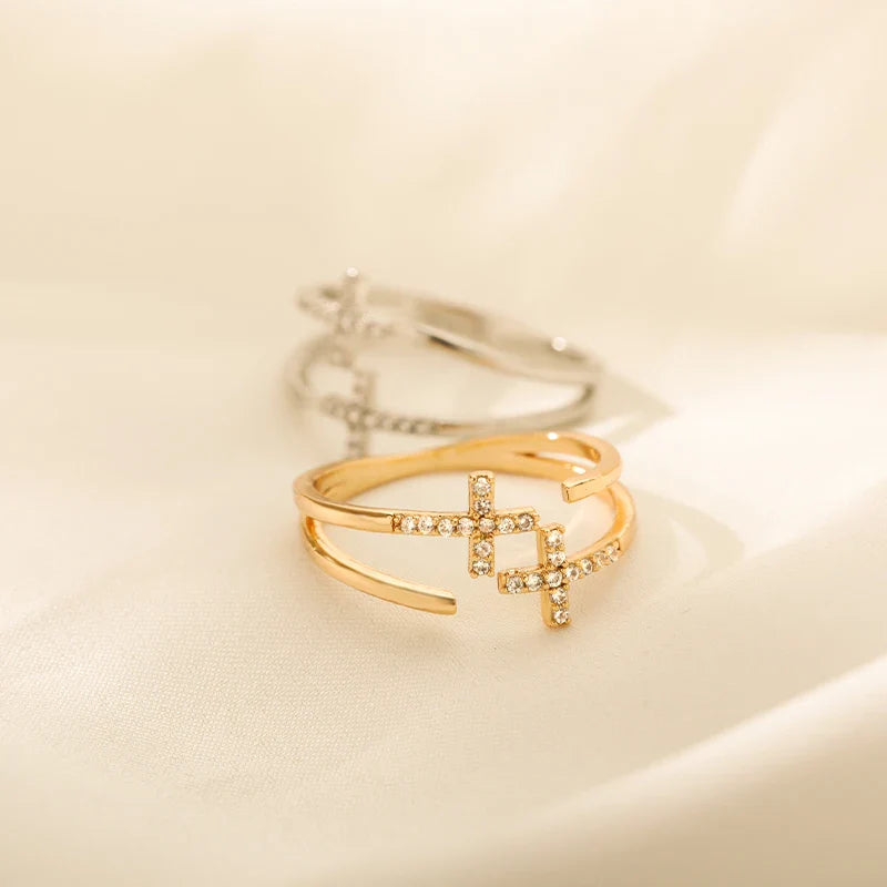 Bague Croix Zircon Chrétienne Femme 