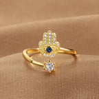 Bague de protection pour femme avec main de Fatma arabe or