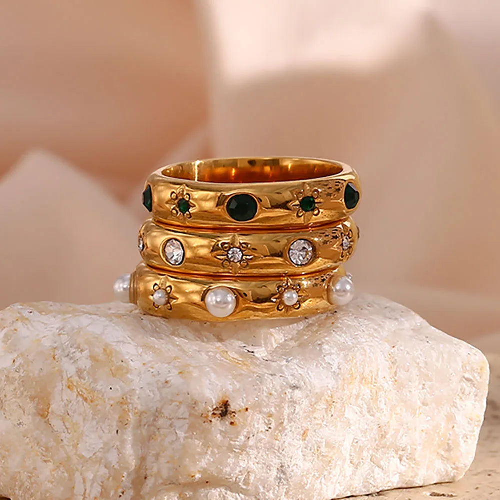 Bague de Style avec Perles et Zircon 3