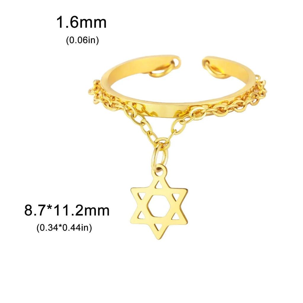 Bague design avec l'étoile de David symbole juif or