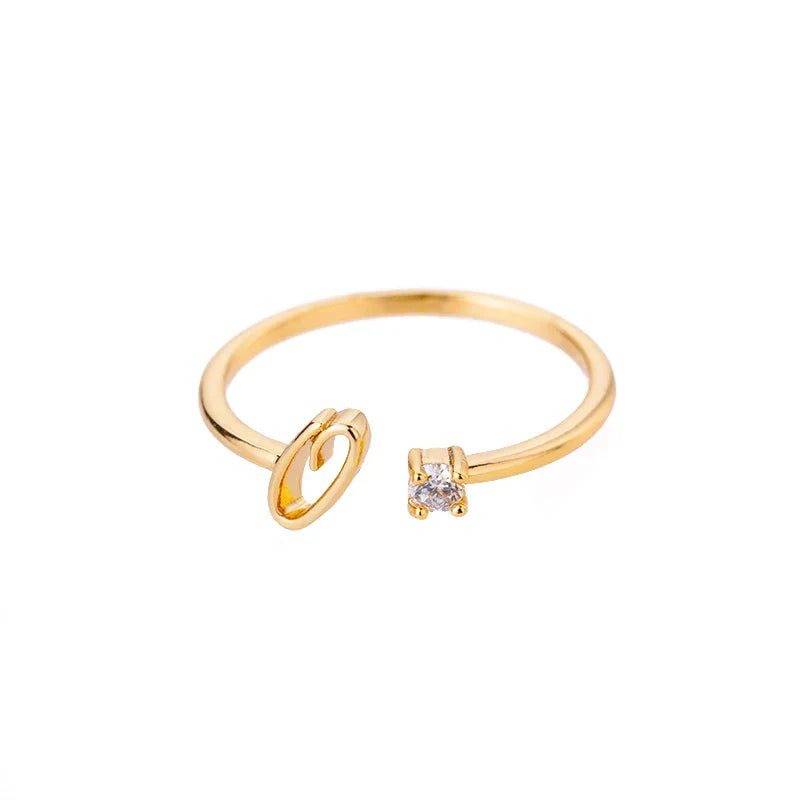 Bague fine pour femme personnalisée avec initiale o