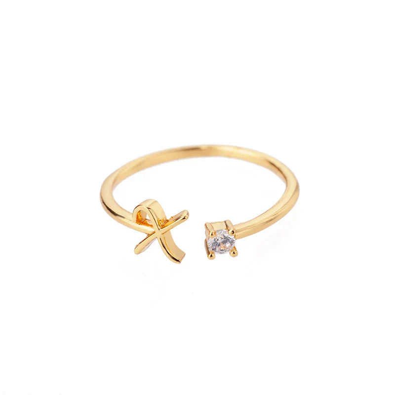 Bague fine pour femme personnalisée avec initiale x