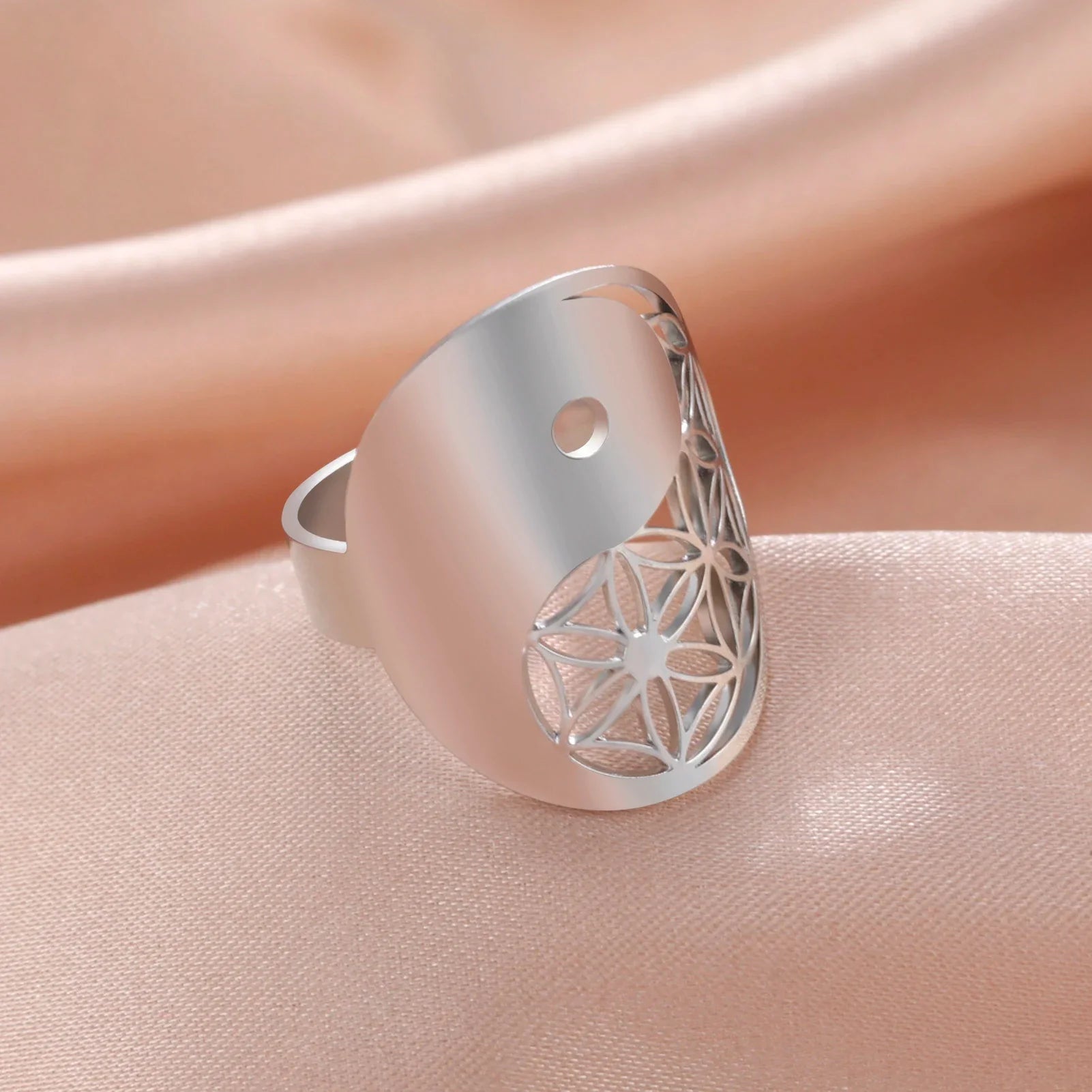 Bague Géométrique Yin Yang argent