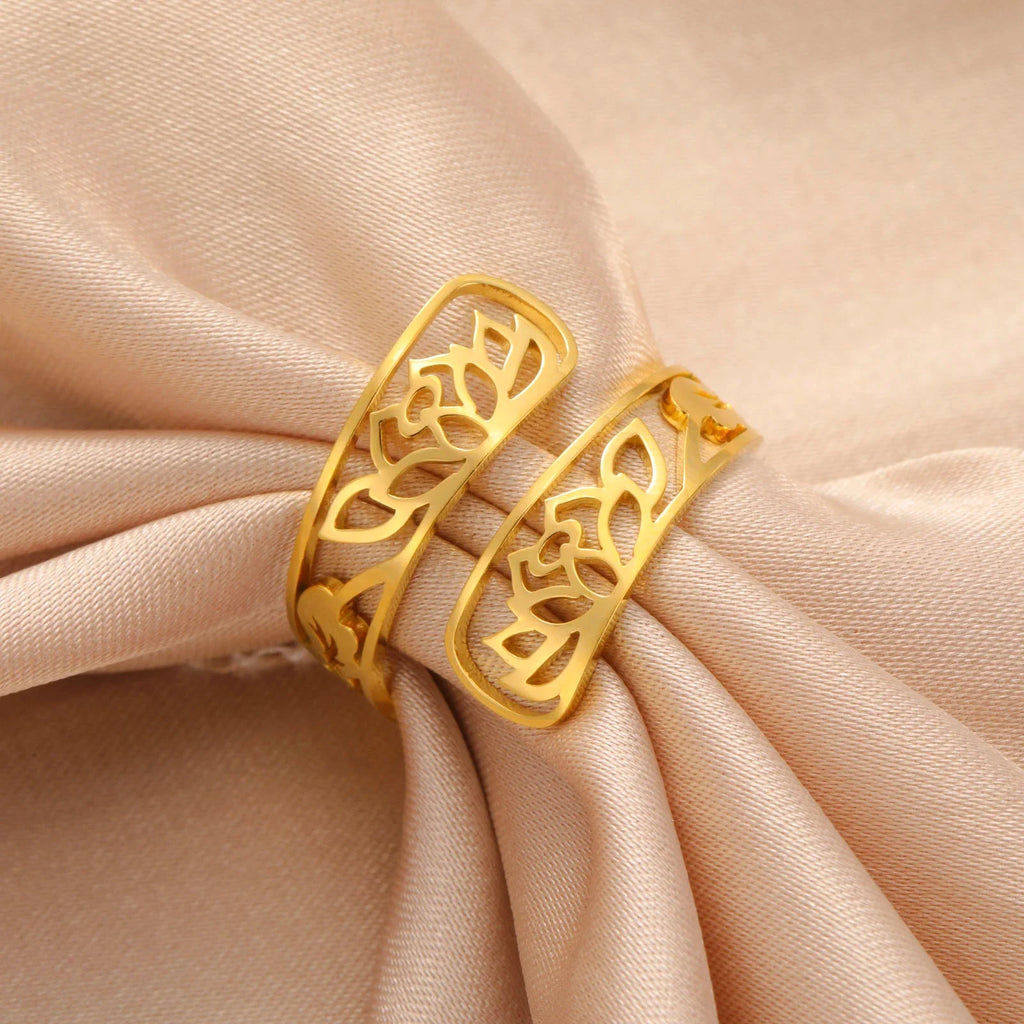 Bague avec Fleurs de Lotus or