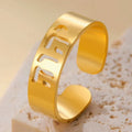 Bague large avec gravure en hébreu juif or