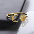 Bague Lune Soleil Astres Femm or