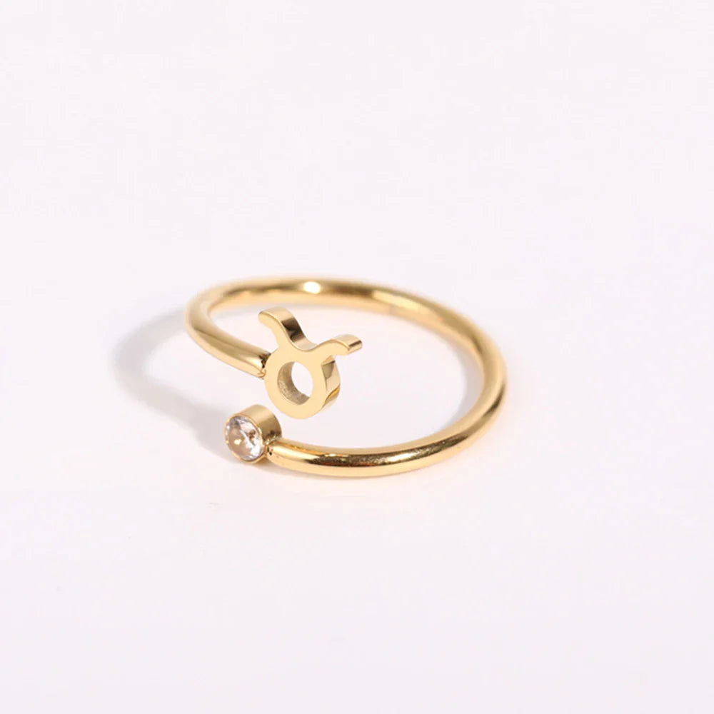 Bague Or Signe du Zodiaque 12 Constellations taureau