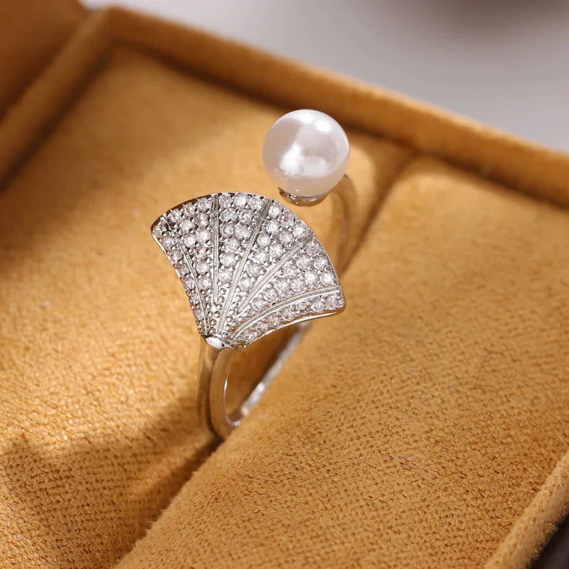 Bague Coquille Saint-Jacques et Perle Coquillage