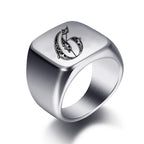 Bague large homme initiale g