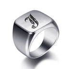 Bague large homme initiale j