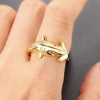 Bague Requin avec Zircon or