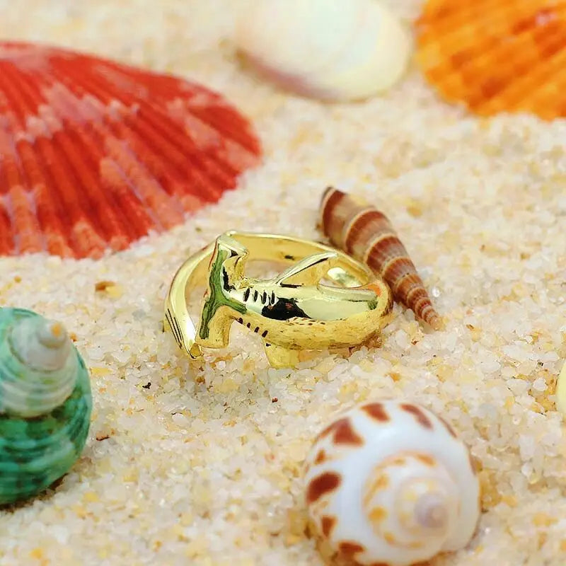 Bague Requin Marteau or