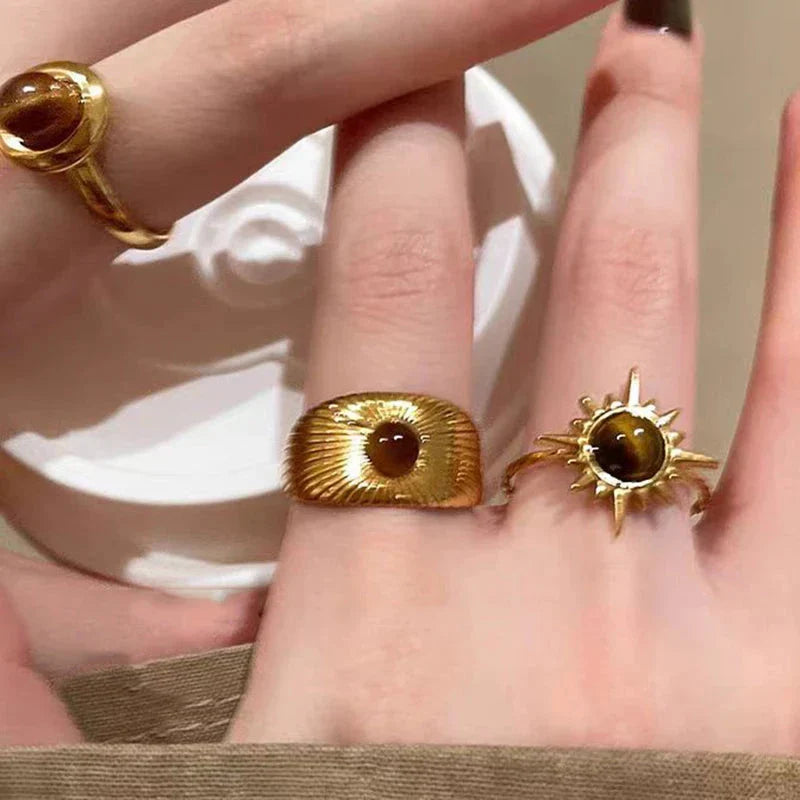 Bague Rétro de Protection Oeil de Tigre