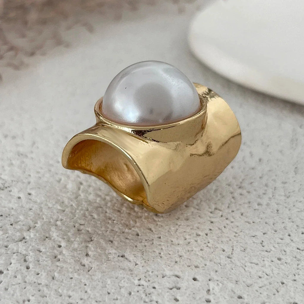 Bague Rétro Femme avec Perle or