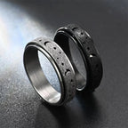 Bague Rotative avec Croissants de Lune pour Homme noir
