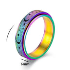 Bague Rotative avec Croissants de Lune pour Homme bleu
